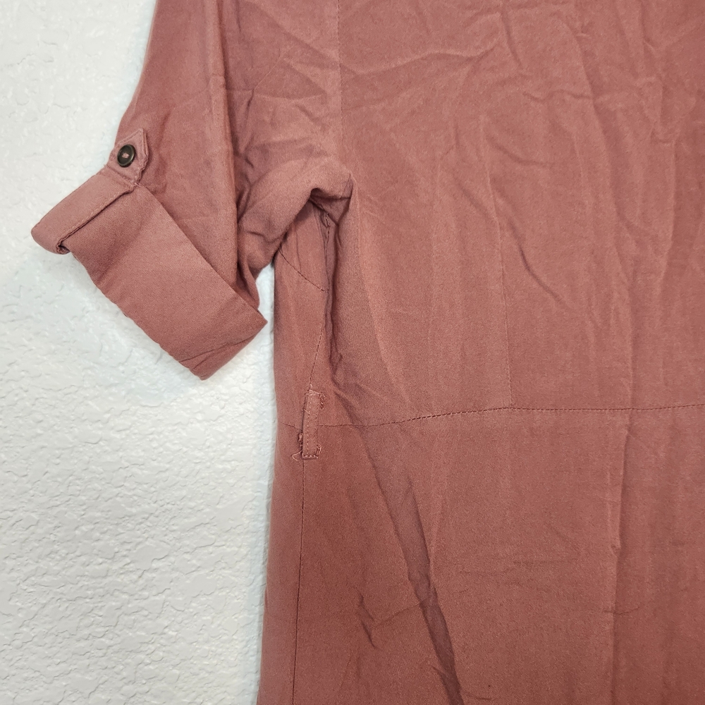 Figs Button-Front Shirt Dress in Dusty Rose - Picture 10 of 15
